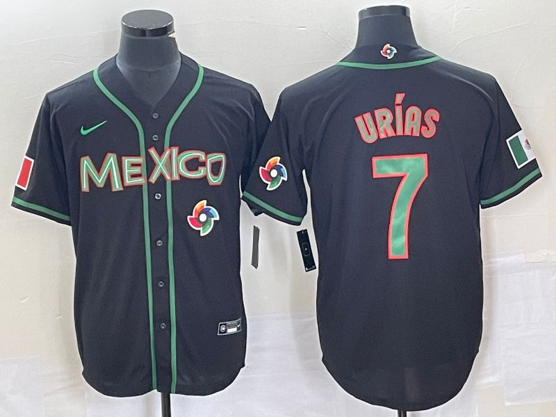 Men 2023 World Cub Mexico #7 Urias Black green Nike MLB Jersey15